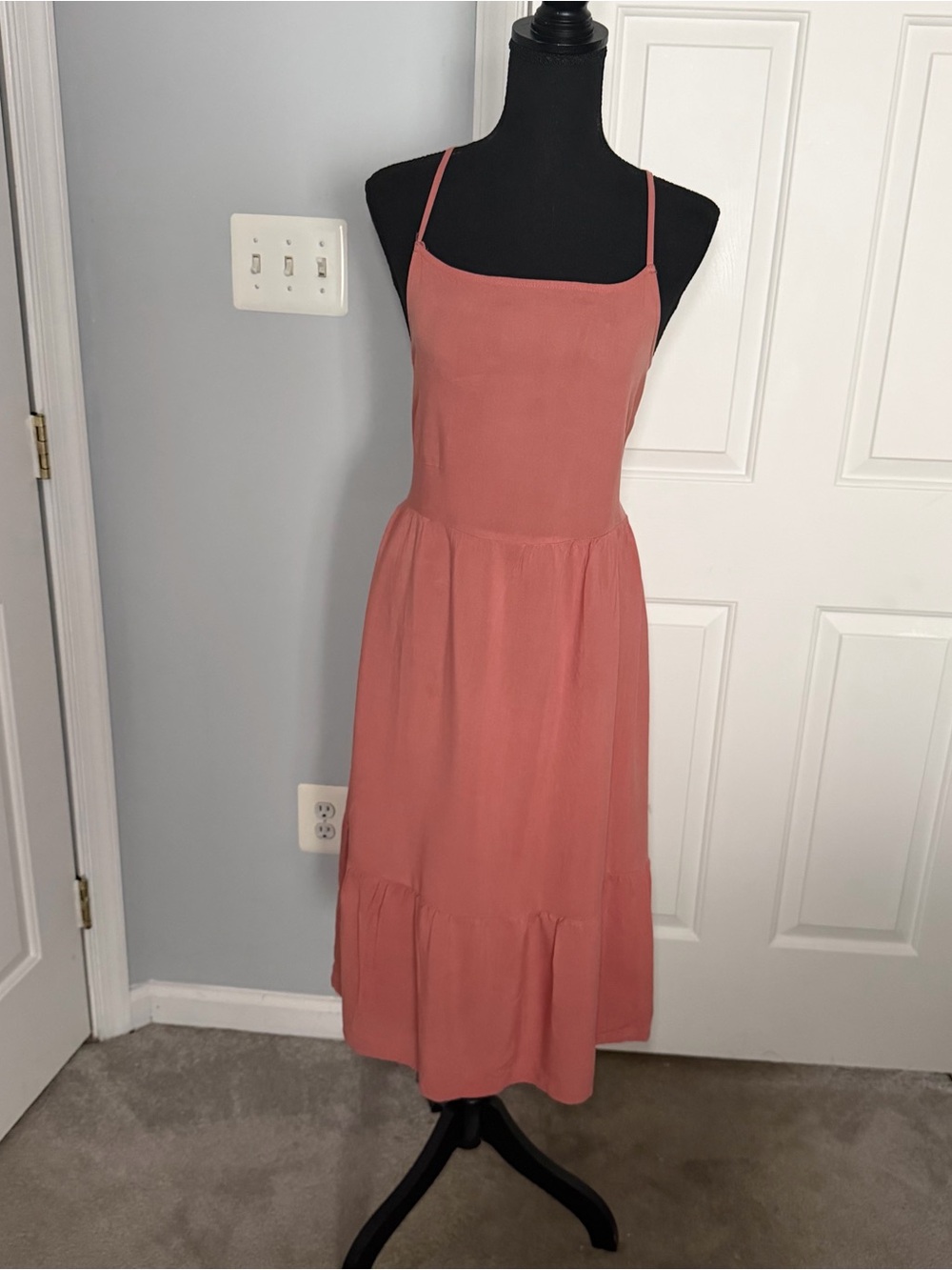 Spaghetti Strap Midi Dress in Dusty Rose